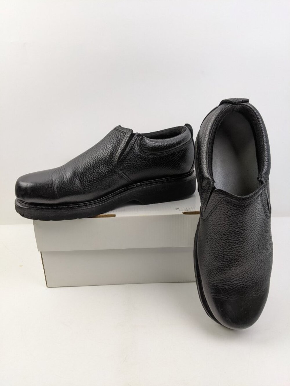 Work America Black Leather Responder Work Shoes Slip On 607965 Men Size 9.5 E